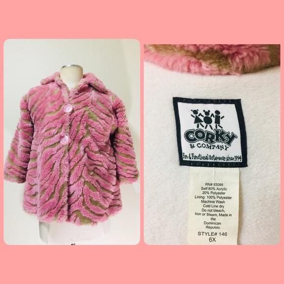🦄🌸GENTLY USED GIRLS FAUX FUR COAT Sz 6X🦄🌸🌷 - Picture 3 of 7